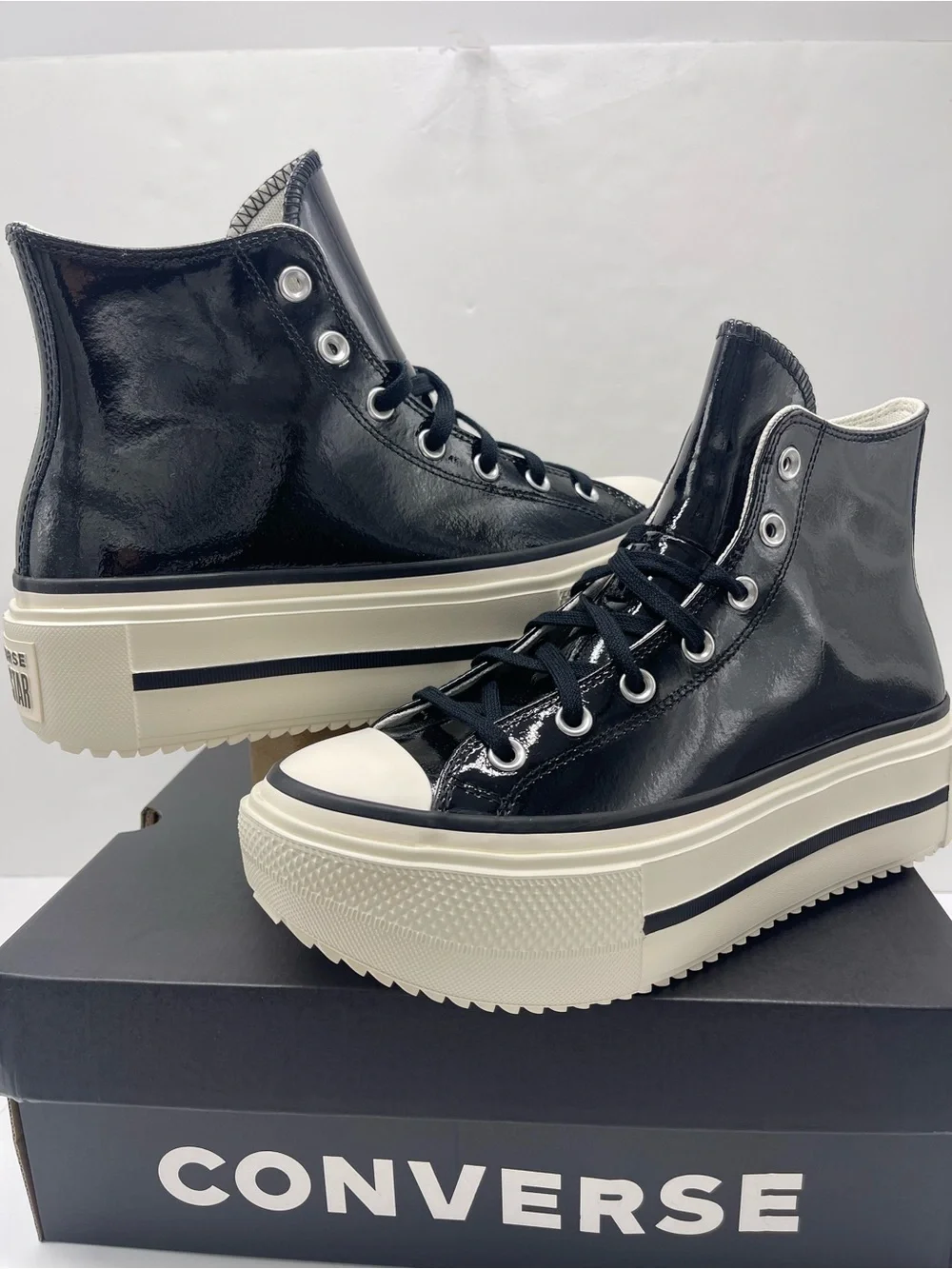 Converse A12977C CTAS LIFT DOUBLE STACK Hi Black/Egret/Black Platform Sneakers